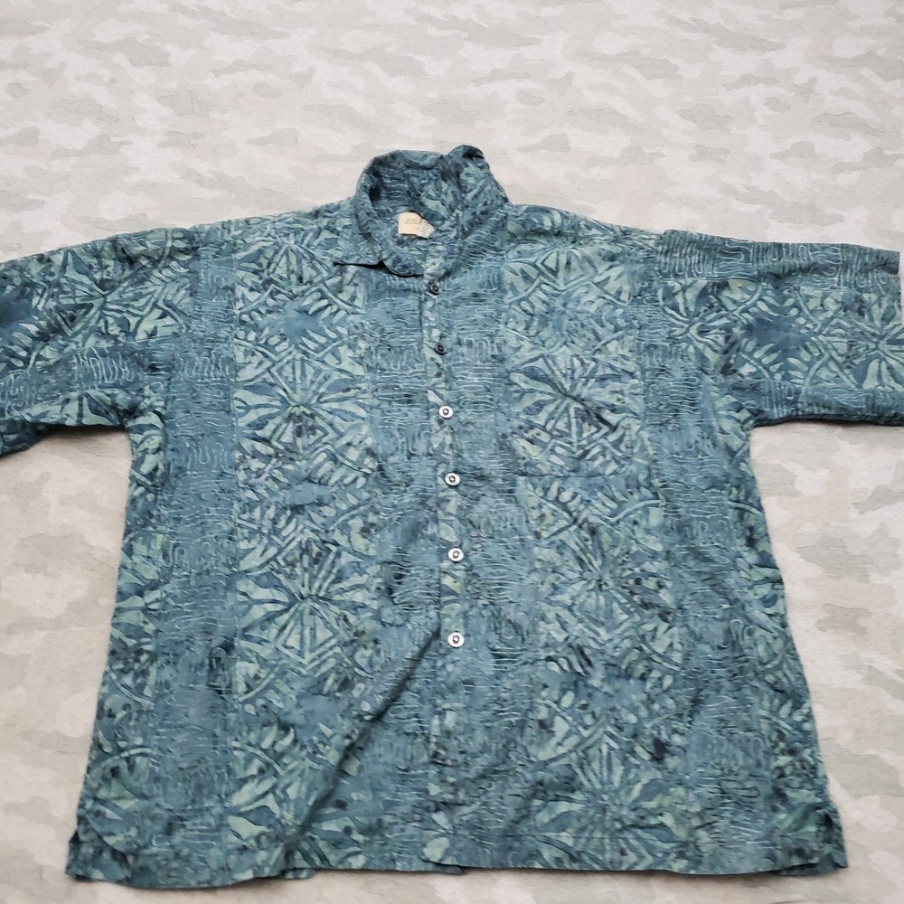 Johari West Shirt Mens 2XL Green Short Sleeve Button-Up Hawaiian Beach Aloha
